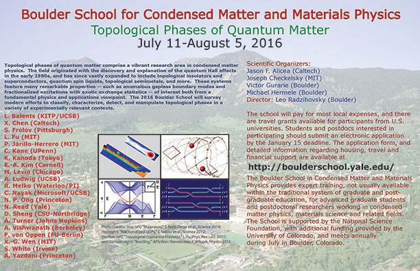 Poster for 2016 Boulder School for Condensed Matter and Material Physics