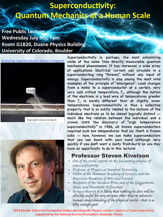 Quantum Mechanics at a Human Scale&quot; in Duane Physics Building, Rm. G1B20 on Wednesday, July 9, 2014 at 7pm