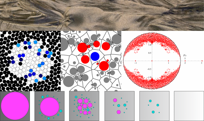  Complex mixing of sand, E. Corwin; Point-to-set correlation in supercooled liquid, P. Charbonneau lab; Additively weighted Voronoi diagram, E. Corwin lab; Spectrum of the non-backtracking matrix of a graph with two communities, L. Zdeborová et al.; and Clustering and phase transition for random constraint satisfaction problems, L. Zdeborová et al.